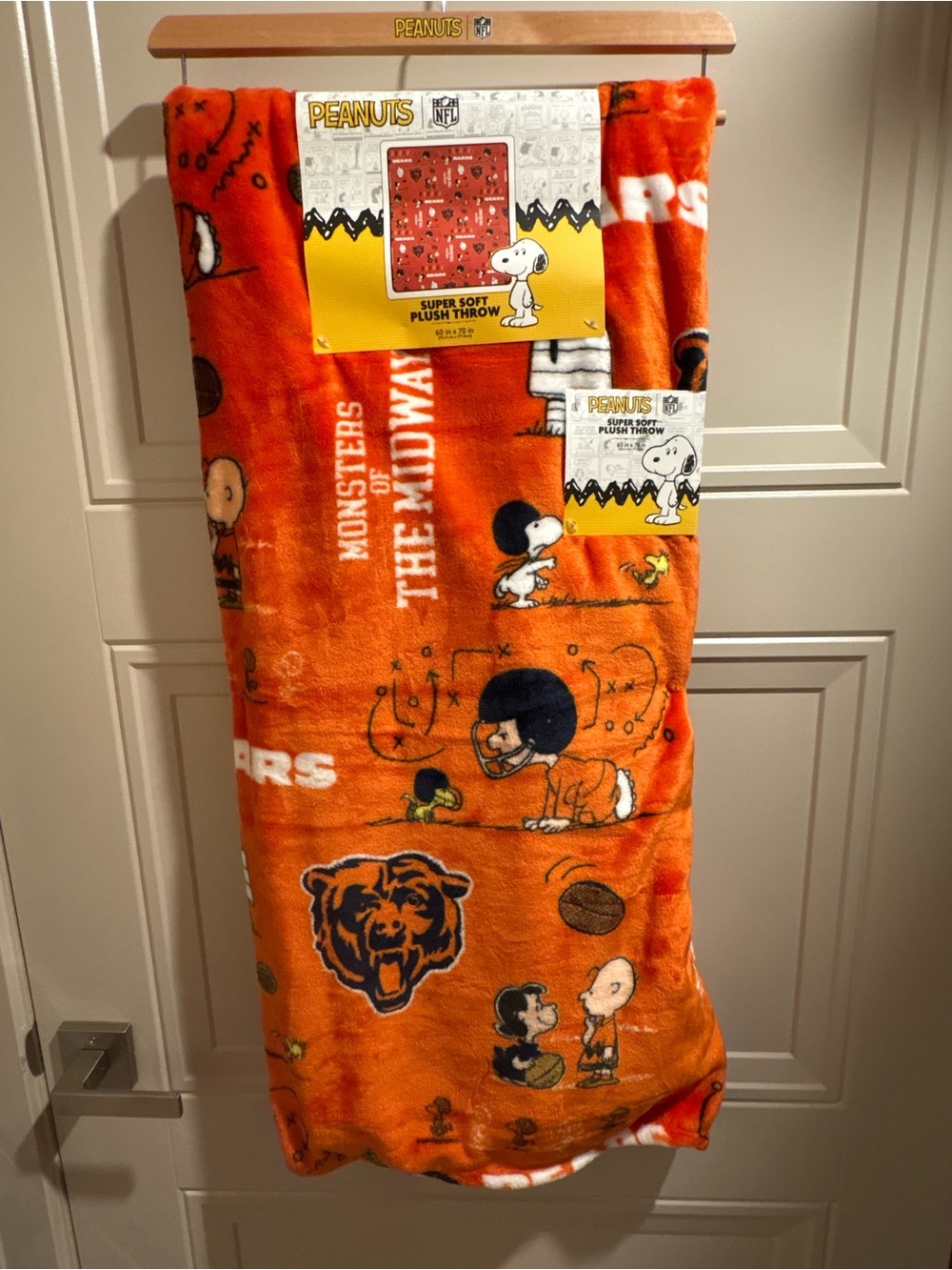 Peanuts Orange Snoopy & Charlie Brown Plush Throw Blanket
